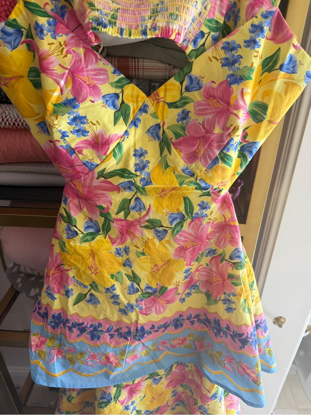 FARM Rio Yellow Floral Tiered Maxi Dress with Pink & Blue Accents - Picture 4 of 10